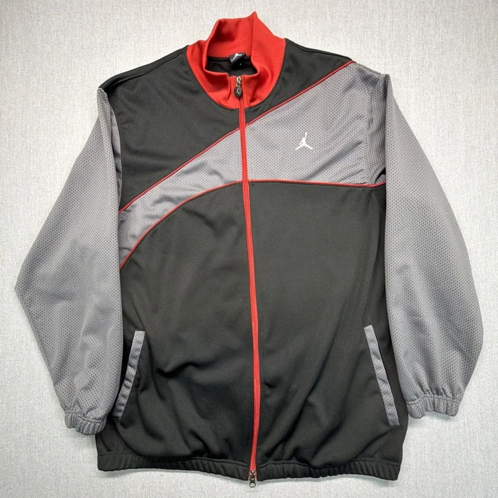 Air‎ Jordan Jacket Mens XL Black Gray Track Full Zip Pocket Jumpman Performance